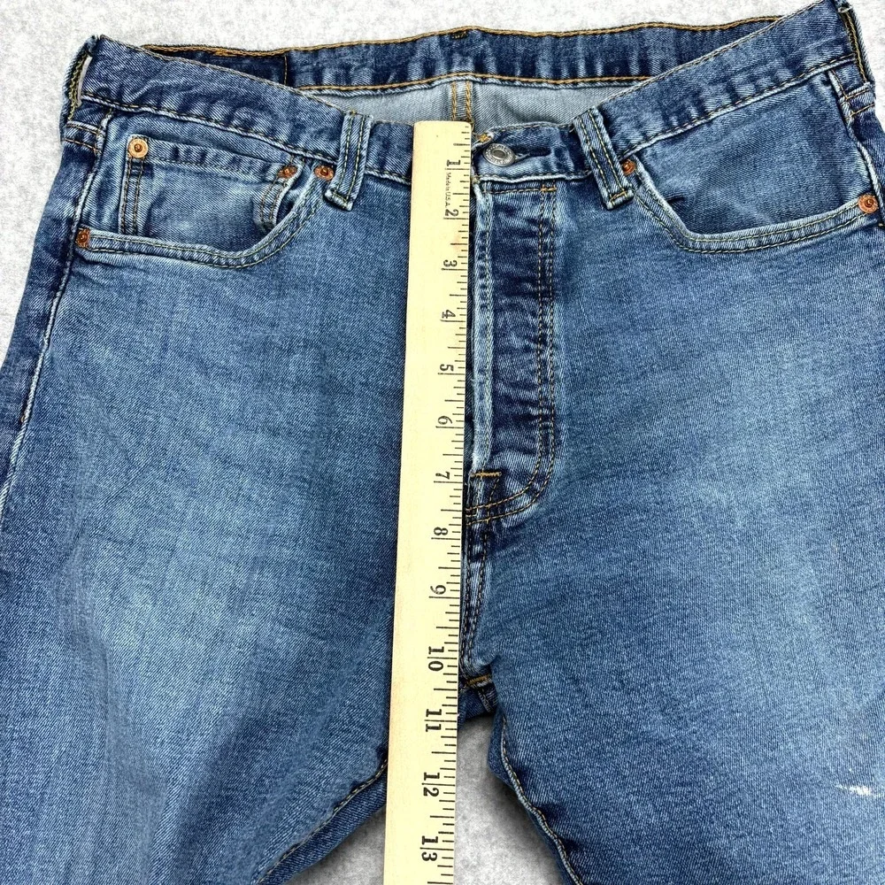 Levi's 501 Jeans Mens 32x34 Blue Denim Stretch Original Fit Straight Button Fly